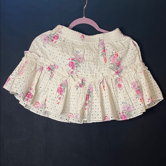 Love Shack Fancy Floral White Skirt with Pockets